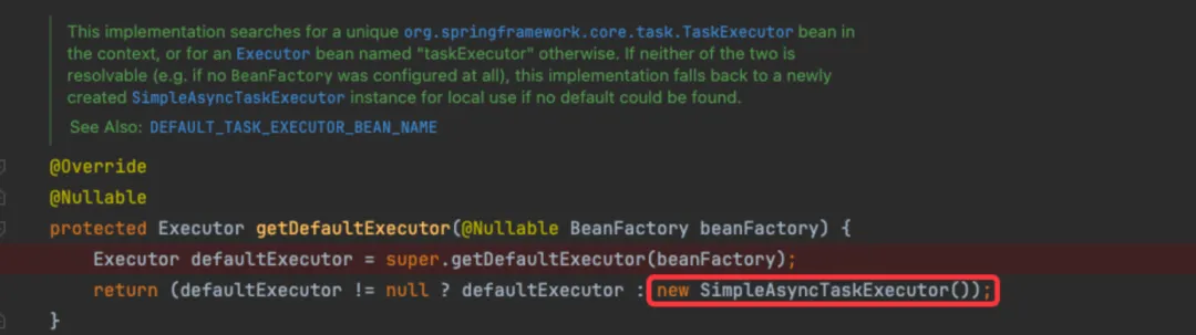 AsyncExecutionInterceptor#getDefaultExecutor